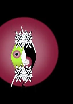 Abstract Symmetrical Emblem over Maroon Circle Accent イラスト素材