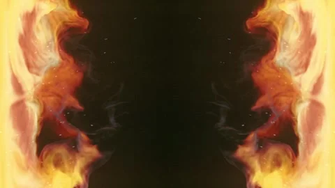Abstract, symmetrical flames on a dark background. 3d rendering loop animation Stock Footage 255559208