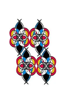 Abstract Symmetrical Floral Emblem Pattern Isolated on White Background イラスト素材
