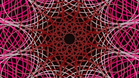 Abstract symmetrical fractal pattern background with vibrant magenta lines .. Stock Footage 341058560