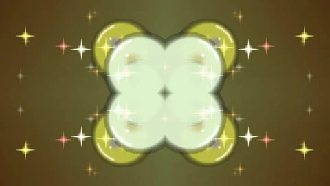Abstract Symmetrical Glowing Floral Shape with Sparkling Stars Stock Footage 334863347