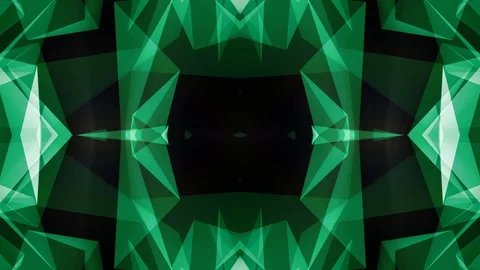Abstract symmetrical GREEN poligon shape net shiny cloud animation background 库存影片 90620964