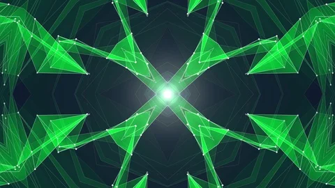 Abstract symmetrical GREEN poligon shape net shiny cloud animation background 库存影片 90690749