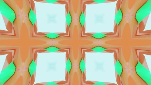 Abstract Symmetrical Neon Design Featuring Repeating 3D Geometric Elements Stock Footage 337589394