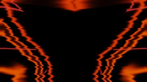 Abstract Symmetrical Orange Neon Light Wave Motion Loop Stock Footage 344945742
