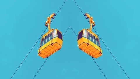 Abstract Symmetrical Pattern. Designed Banner Backdrop. Two Yellow Funicular Foto stock