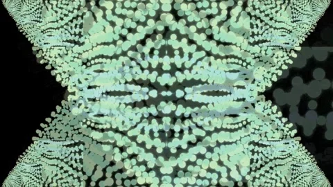 Abstract Symmetrical Pattern with Light Green Circles on Black Background Stock Footage 332189747