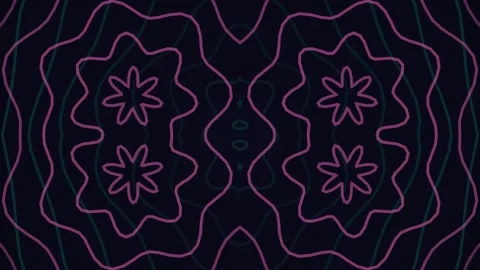 Abstract Symmetrical Pattern with Pink and Green Lines on Dark Background Stock Footage 331909847