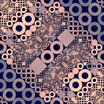 Abstract symmetrical pattern with repeating geometric elements. 3d rendering Illustrazione stock