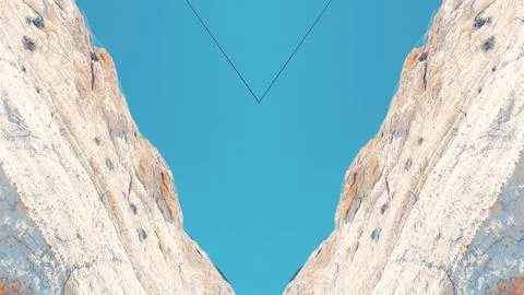 Abstract Symmetrical Pattern with Sky, Cliffs and Line. Designed Banner. Art Stock Photos