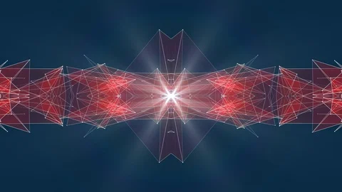 Abstract symmetrical RED poligon shape net shiny cloud animation background new 库存影片 90556280