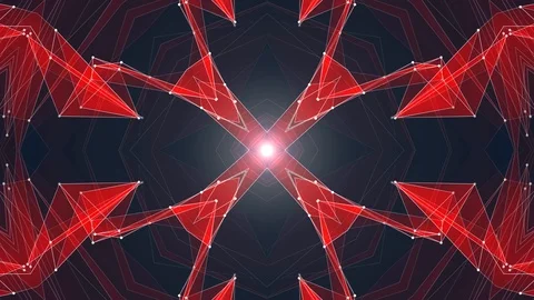 Abstract symmetrical RED polygon shape net shiny cloud animation background new 库存影片 90690974