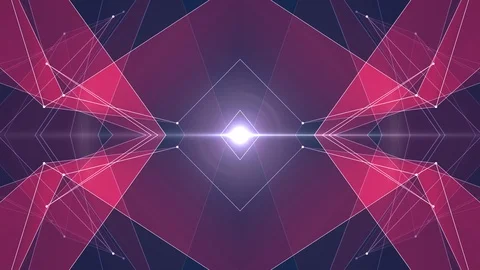 Abstract symmetrical RED polygon shape net shiny cloud animation background new 库存影片 90696076