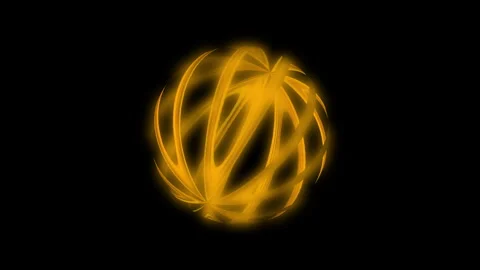 Abstract symmetrical sphere golden geometric pattern with radial light Stock Footage 346411087