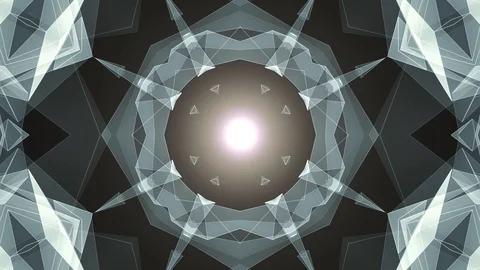 Abstract symmetrical WHITE poligon shape net shiny cloud animation background Stock Footage 90625500