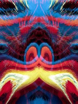Abstract Symphony: Vibrant Brush Strokes, Extruded Cubes, Contemporary Canv.. Illustrazione stock