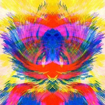 Abstract Symphony: Vibrant Brush Strokes, Extruded Cubes, Contemporary Canv.. Stock Illustration