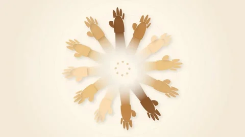 Abstract synergy: Hands radiating outward to symbolize global community and.. Stock Footage 344638441