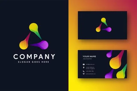 Abstract synergy triangle link connection logo Icon vector and business card Stock-Illustration