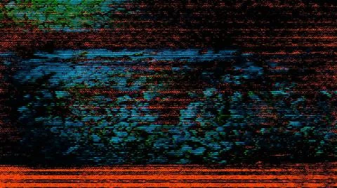 Abstract system error shimmering nostalgic holographic background. Broken GPU Stockfoto's