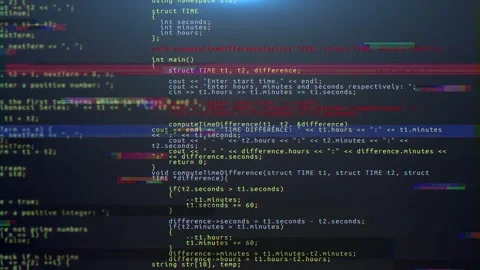 Abstract System information code on screen. background with program modules in a Video stock 247038712