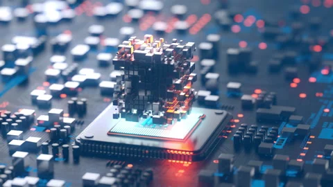 Abstract system of quantum computing, the future supercomputer technology Stock Footage 296280421