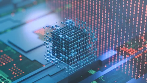 Abstract system of quantum computing, the future supercomputer technology Stock Footage 296280426