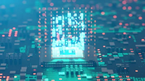 Abstract system of quantum computing, the future supercomputer technology Stock Footage 296280432