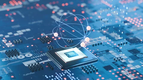 Abstract system of quantum computing, the future supercomputer technology Stock Footage 296281095