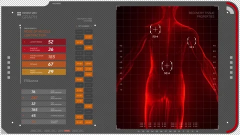 Abstract tables of analyzing the structure of the muscular system. X-ray body Stock Footage 144827439