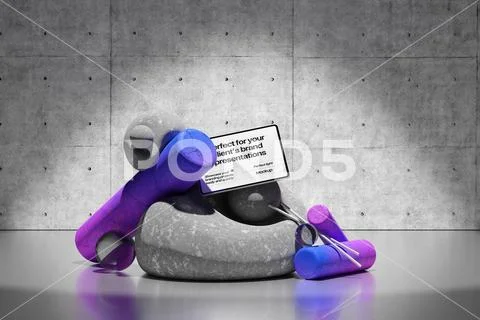 Abstract Tablet Mockup With Props Modello PSD