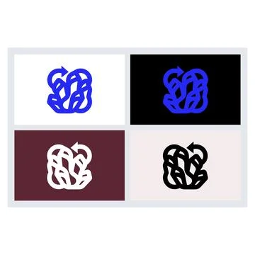 Abstract Tangle Line Arrow Logo Set 库存插图