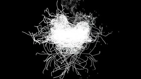 An abstract tangle of threads and particles unwinds and becomes more complica Stock Illustration