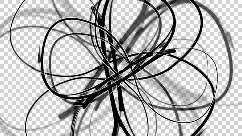 Abstract tangled black lines forming chaotic web design. Dynamic scribble art Stock Illustration
