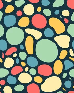 Abstract tangled leaves seamless pattern. Colorful round striped background. Illustrazione stock