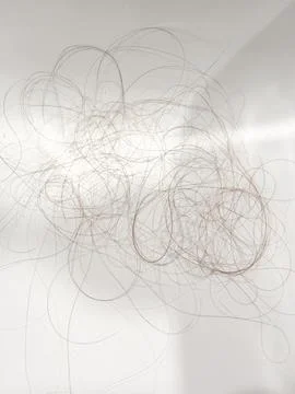 Abstract tangled threads forming organic cloud shape against white background Stock Photos