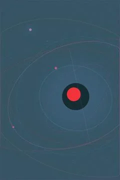Abstract target icon with a central red dot and glowing circular lines over.. Stock Illustration