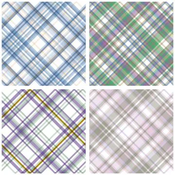 Abstract Tartan Chekered Seamless Pattern Set Stock Illustration