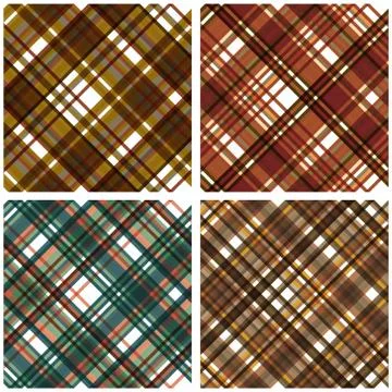 Abstract Tartan Chekered Seamless Pattern Set Stock Illustration