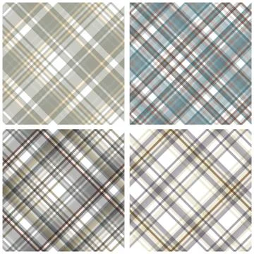 Abstract Tartan Chekered Seamless Pattern Set Stock Illustration