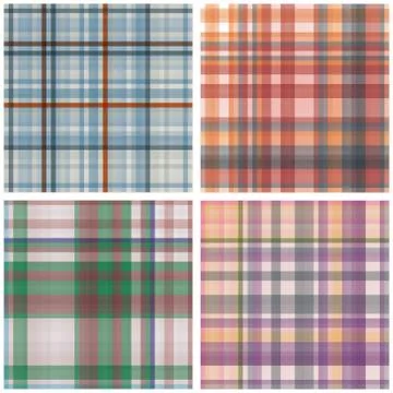 Abstract Tartan Chekered Seamless Pattern Set Stock Illustration