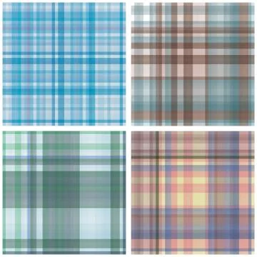 Abstract Tartan Chekered Seamless Pattern Set Stock Illustration