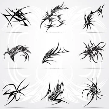Abstract tattoo tribal set. Vector illustration for tattoo saloons Stock Illustration