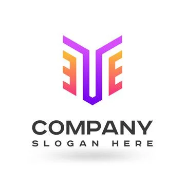 Abstract TE Initial Letter Colorful Logo Template Stock Illustration