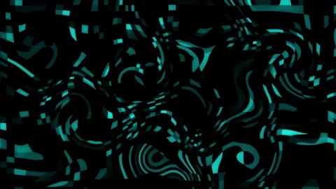 Abstract teal and black geometric wave pattern with glitch-like pixel block.. Stock Footage 337368409
