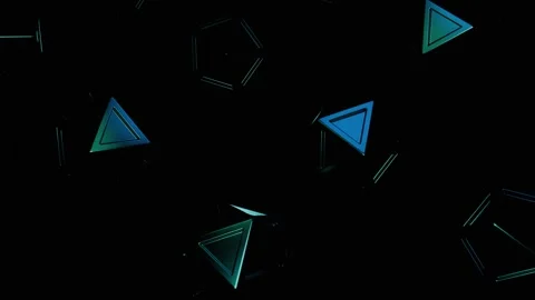 Abstract Teal and Black Triangular Forms in 3D Space Stock Footage 305086893