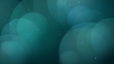 Abstract teal and blue bokeh background with floating soft light circles and Video stock 345429899