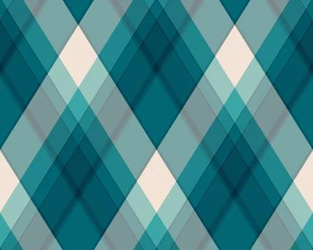Abstract teal and cream diagonal plaid pattern.  Modern geometric design idea Stock Illustration