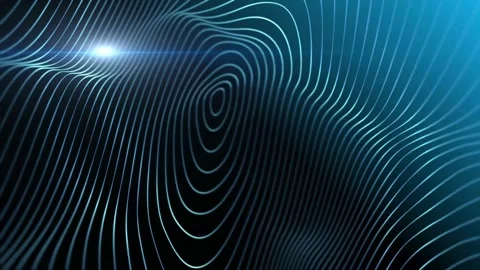 Abstract Teal and Dark Blue Wavy Lines Background with Light Flare Stock Footage 297016341