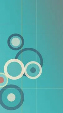 Abstract teal and turquoise circle elements with a subtle grid and rings de.. Stock Illustration